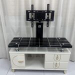 Cream and Black TV Stand