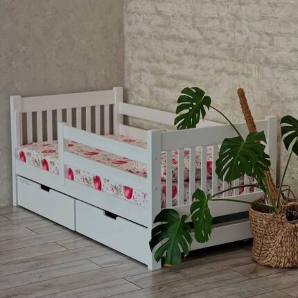 White Kids Wooden Bed