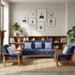 Blue Velvet Sofa Set