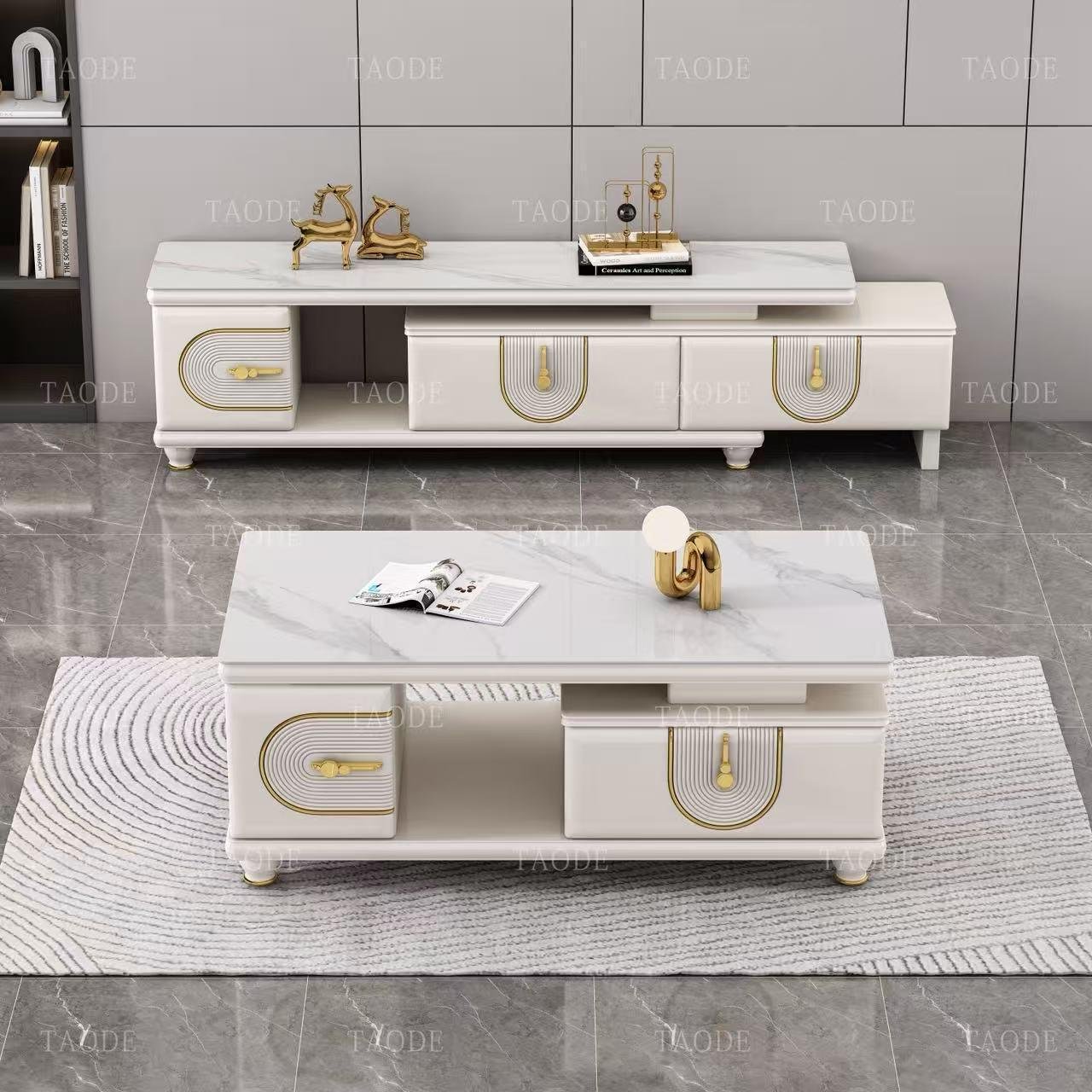 2026/08/14569.jpg Modern TV Stand & Coffee Table Set - Image 1